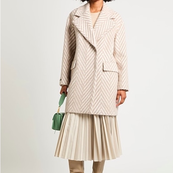 NWT Peserico Oversized Herringbone Coat in White & Brown, US Size 10, IT 46 - Picture 13 of 14